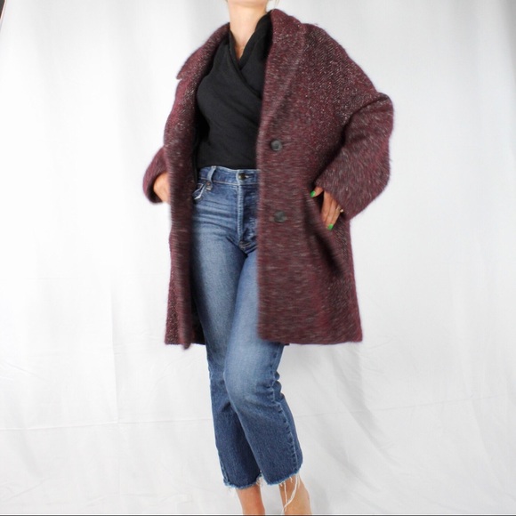 Isabel Marant Étole Alpaca Mohair Burgundy Coat - Picture 2 of 11